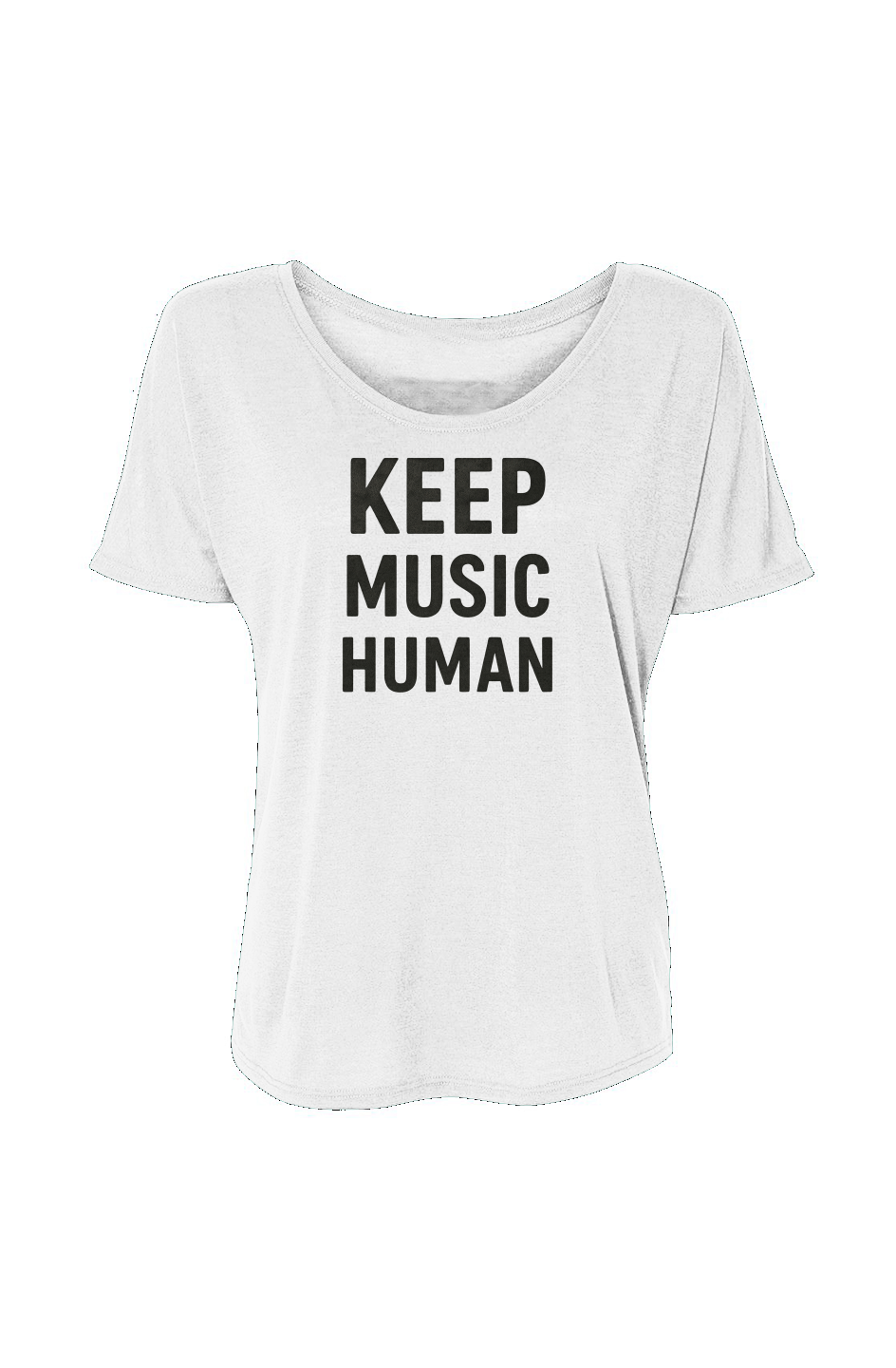 Women’s Slouchy Tee (Keep Music Human)